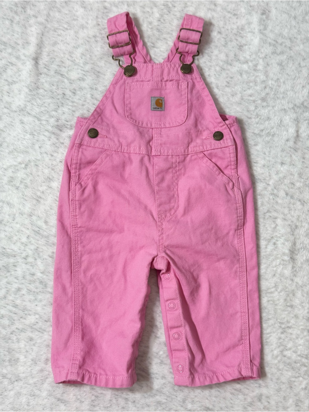 Carhartt Baby Pink Canvas Bib Overalls 6M Girl Cotton Workwear Vintage Style